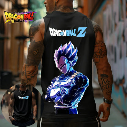 T-shirt de homem Dragon Ball Z Super Blue Vegeta, colete fitness retro americano, estilo Y2K Harajuku, nova coleção primavera e verão, para uso diário