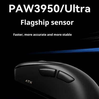 Mouse gaming wireless ATK Z1 Pro Max Ultra con piedini personalizzati, PAW3950, Ultra Smart Speed Wireless, polling rate 8k, latenza ridotta 0.39ms