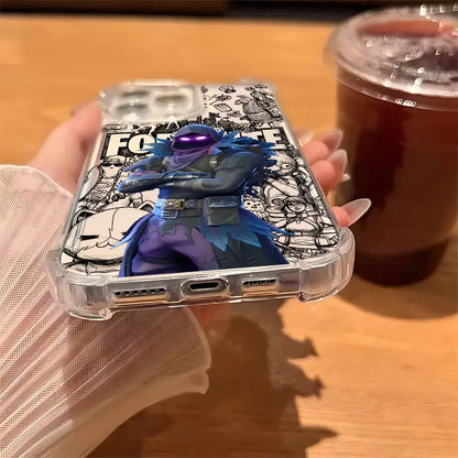 Game Fortnite Phone Case For iPhone 17 16e 16 15 14 13 12 11 Mini Air Pro Max X XR XSMax 7 8 Plus Anti Fall Transparent Cover