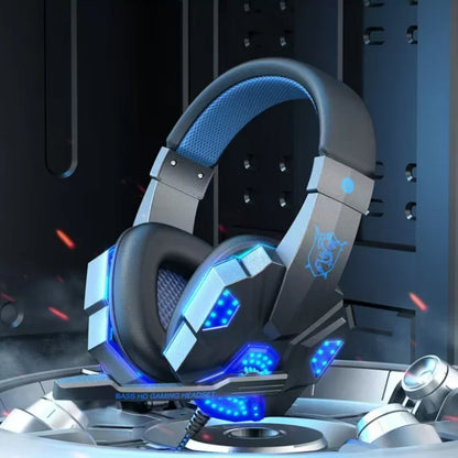 Auscultadores Gaming HOMEFISH SY830MV RGB com Microfone – Auscultadores Gaming Over-Ear com Fio para PC, PS5, Xbox e Nintendo Switch, Headset Esports Leve com Som Surround 3D