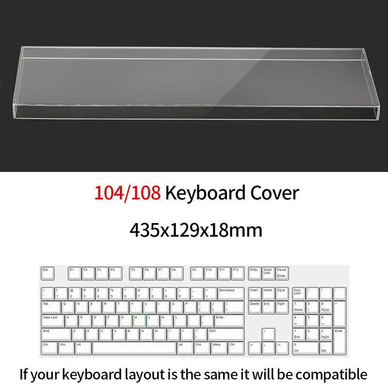 Funda protectora transparente de acrílico para teclado mecánico, cubierta antipolvo para teclado de 60/61/64 96 98104/108 teclas y cubierta para ratón