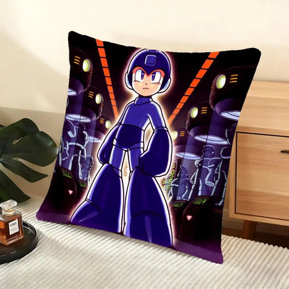 Game R-Rockman Megamans Cushion Cover Soft Short Plush Pillow Cover Smooth Cozy Texture Aesthetic Cushion Case Home Decor