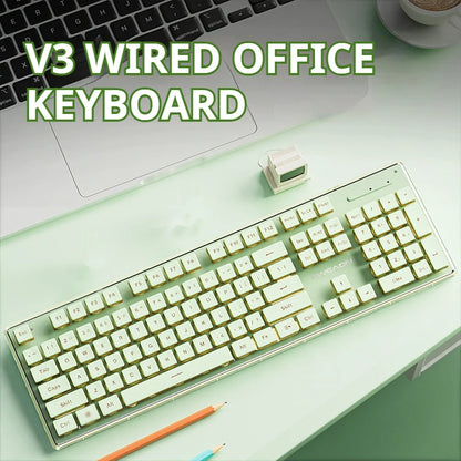 Tastiera cablata silenziosa EWEADN V3 per ufficio e gaming, design con tasti Film Key, ergonomica, per Windows/Laptop/PC/Desktop, accessorio e-sport