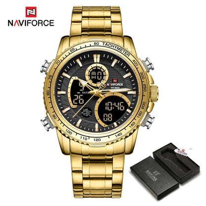 Orologio sportivo da uomo NAVIFORCE – Orologio da polso originale di lusso in acciaio inossidabile, modello militare impermeabile con doppio display
