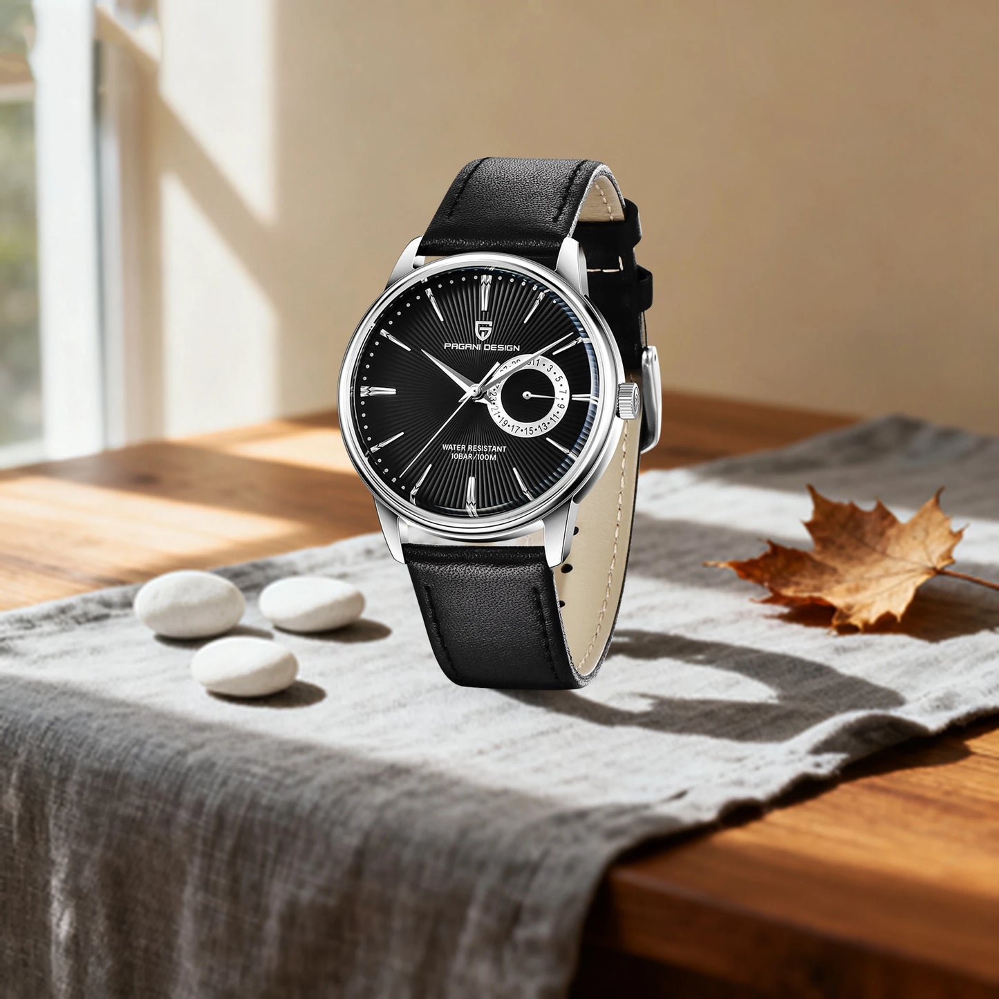 PAGANI DESIGN Men's Casual Quartz Watch Light Luxury All-Match Coated Glass Waterproof Stainless Steel Dial Date Display Watch