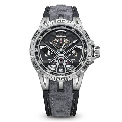 OBLVLO Mens Luxury Machinery Skeleton Mechanical Automatic Watches Analog Big Dial Blue Rubber Band Military Watch RD-909