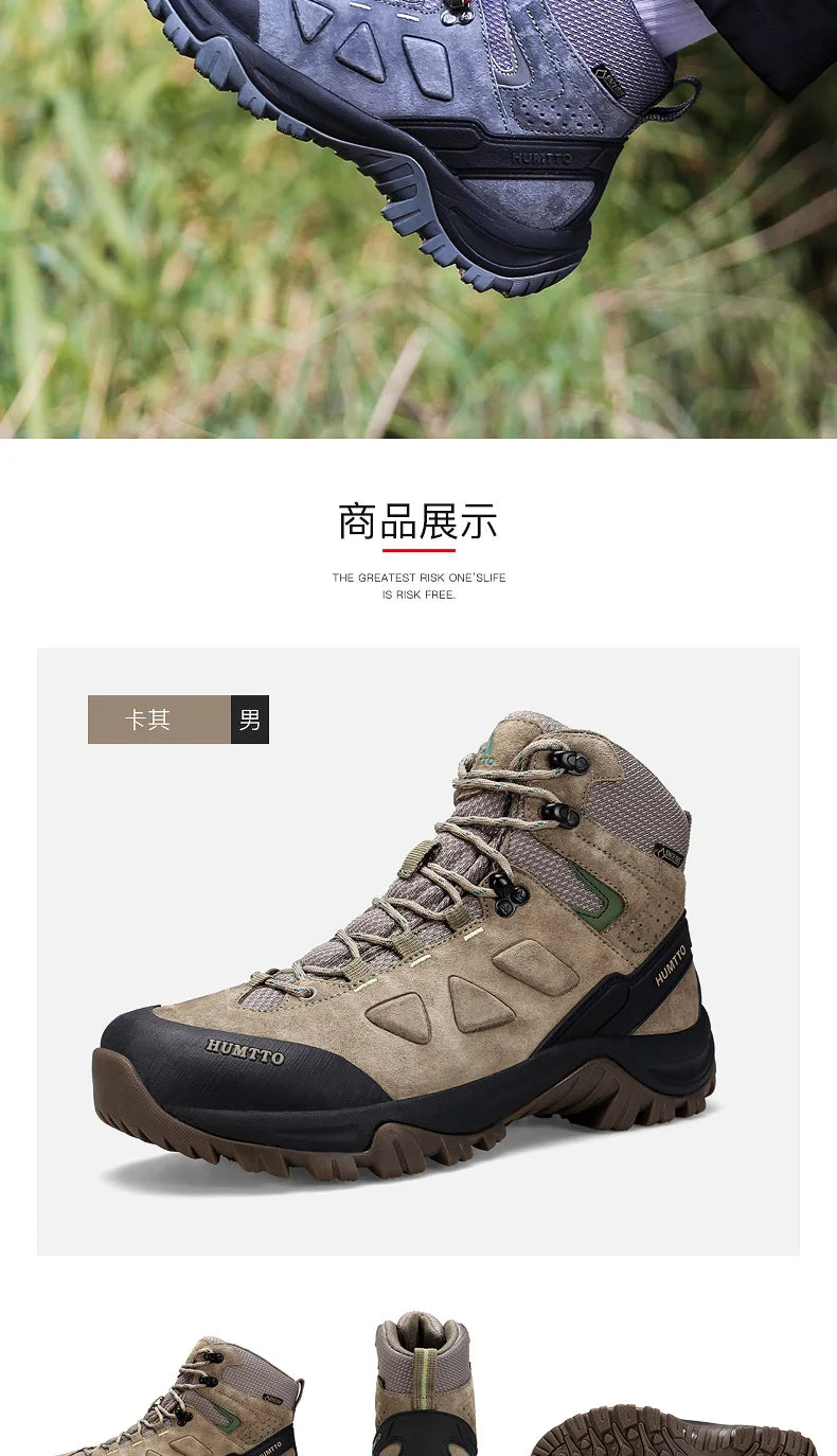 HUMTTO Hiking Shoes Men's Waterproof Hunting Boots Tactical Desert Combat Ankle Trekking Boots Male Women Warm Leather Sneakers