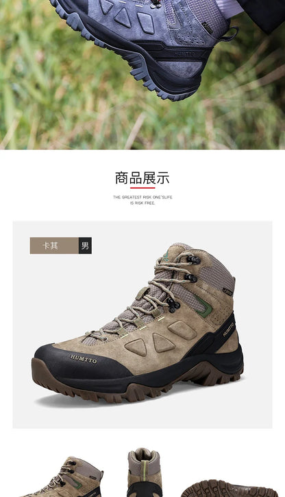 HUMTTO Hiking Shoes Men's Waterproof Hunting Boots Tactical Desert Combat Ankle Trekking Boots Male Women Warm Leather Sneakers