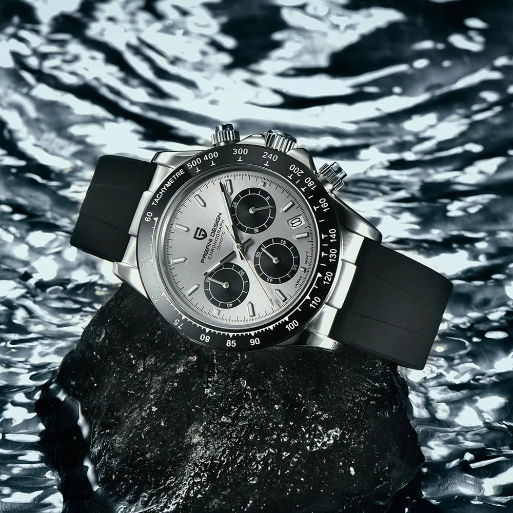 PAGANI DESIGN 1664 Luxury Automatic Mechanical Men's Watch VK63 Movement AR Sapphire Crystal Rubber 100m Waterproof Men's Watch