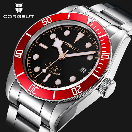 CORGEUT Japan Movement Biwan Snowflake Business Luxury Men Watches Sapphire Glass Automatic Mechanical Diving Date Watch for Man