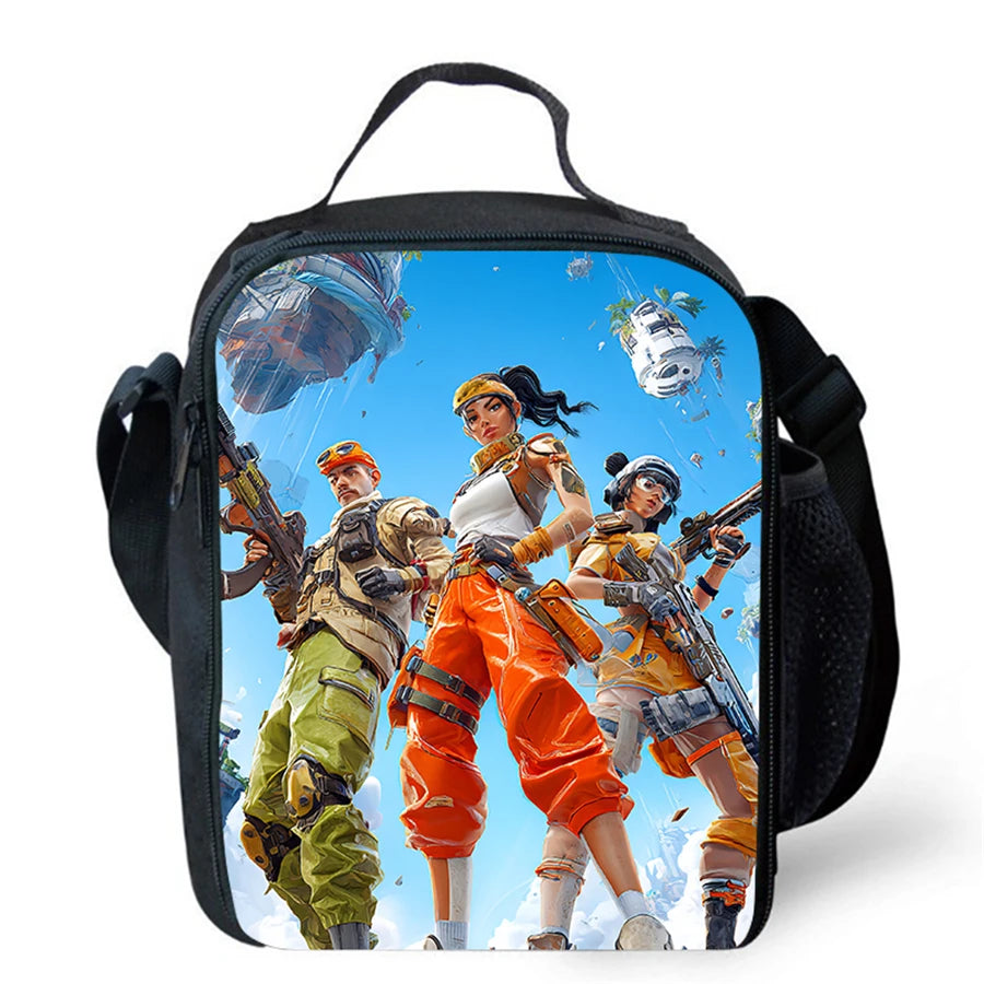 Cartoon FORTNITE Insulated Cooler Lunch Bag, Cute Portable Lightweight Picnic Bag for Boys & Girls Ages 5-10, Kids Daily Food Bag