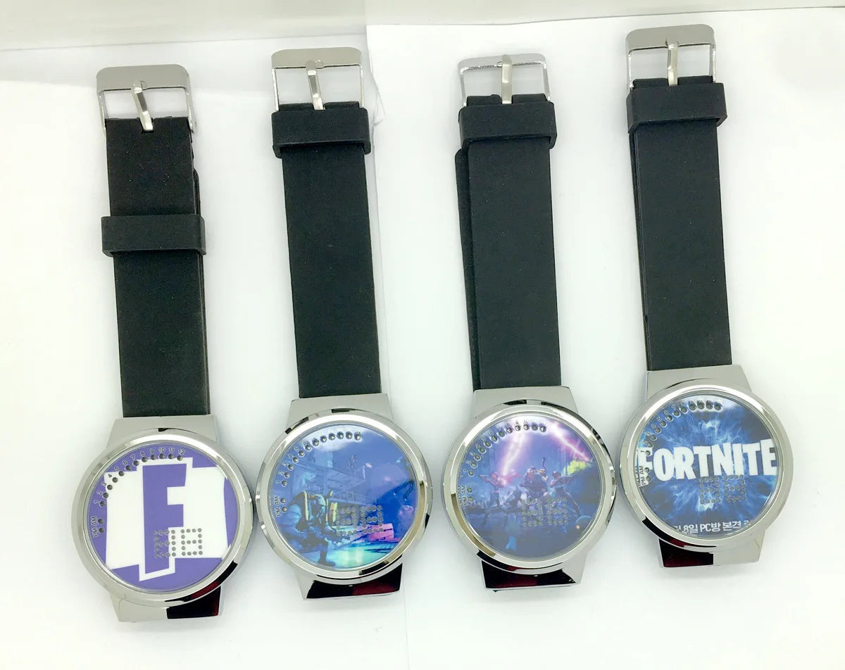 Relógio Fortnite kawaii personalizado com luz noturna LED tátil, estilo cartoon e fashion, relógio eletrónico para estudantes, presente para amigos