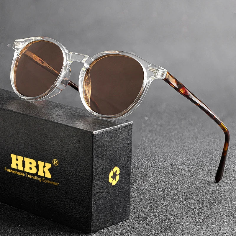 HBK Fashion Polarized Sunglasses Men Round TR90 Frame Fashion Sun Glasses Women Driving Sports UV400 Lunette De Soleil Homme