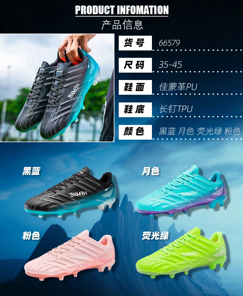 Double Star Adult Youth AG Soccer Cleats Non-Slip Durable Artificial and Natural Grass Football Shoes for Training and Matches Men Women