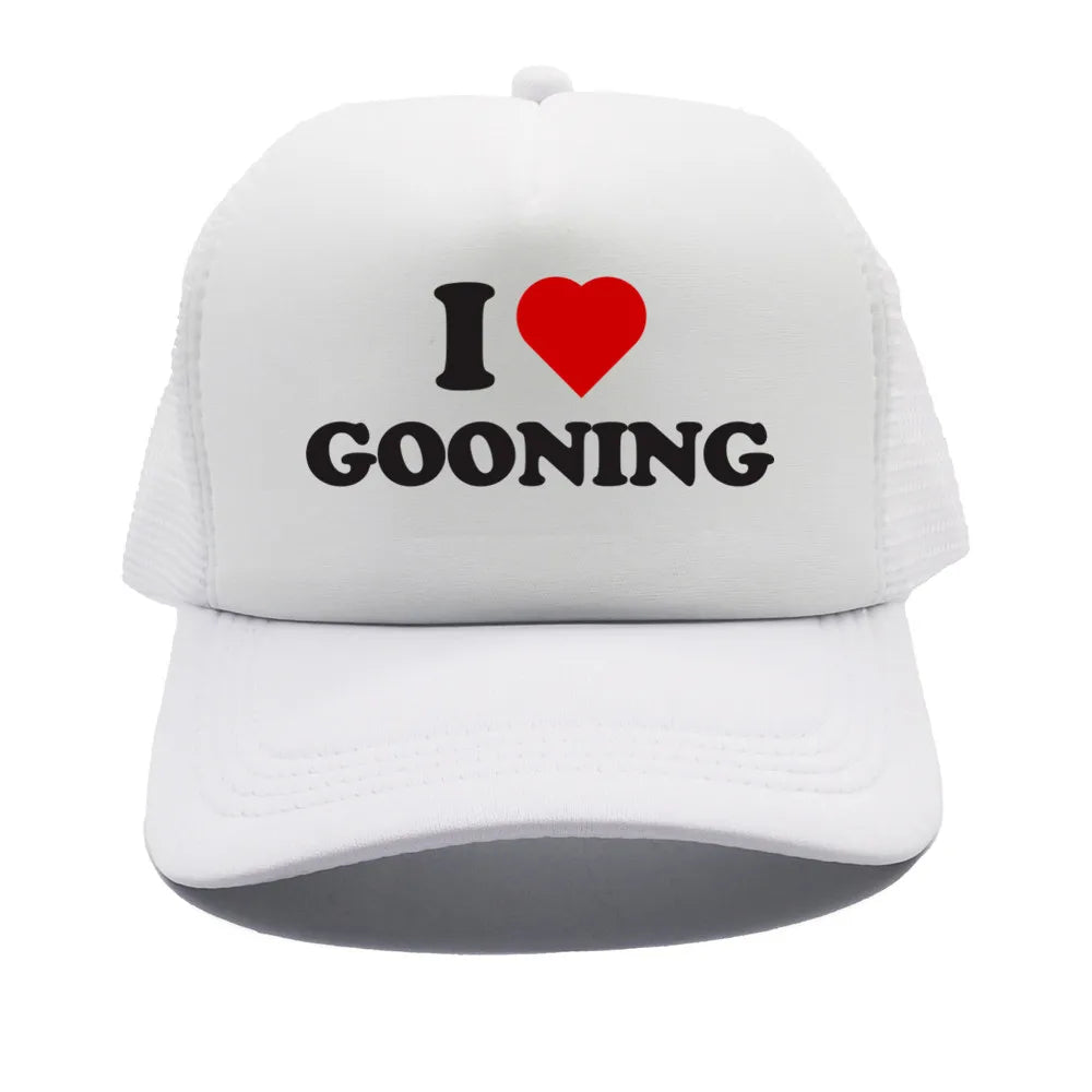 Casquettes de baseball humoristiques « I Love Gooning » – Casquette d'été tendance pour homme en maille, casquette de camionneur humoristique, casquettes unisexes d'extérieur en maille MZ-080