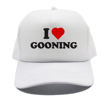 Casquettes de baseball humoristiques « I Love Gooning » – Casquette d'été tendance pour homme en maille, casquette de camionneur humoristique, casquettes unisexes d'extérieur en maille MZ-080