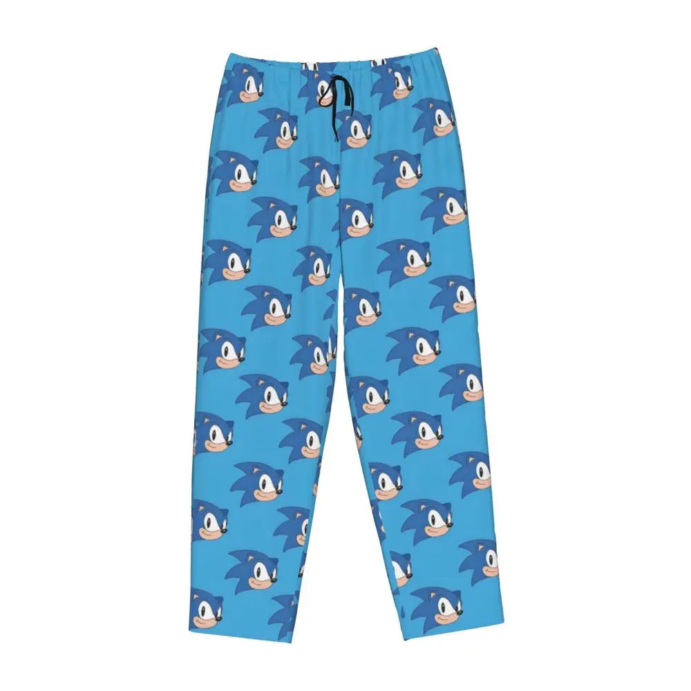 Custom Printed Womens Soniced Pajama Pants Hedgehog Game Sleepwear Sleep Lounge Bottoms with Pockets