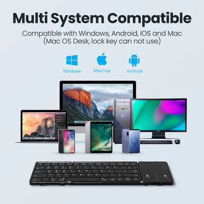 JOMAA Foldable Bluetooth Wireless Keyboard With Touchpad Portable Rechargeable 63 Keys Slim Keyboard for Windows 7/8/10/iOS