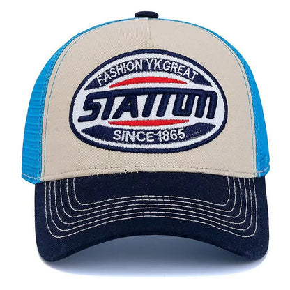 New Style Unisex Baseball Cap Classic STATION Letter Pattern Mesh Cap Men and Women Breathable Streetwear Summer Trucker Hat