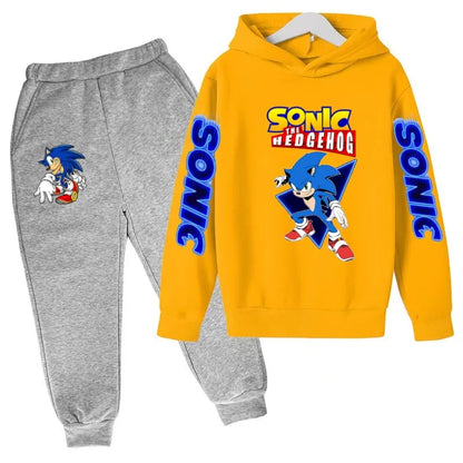 Kids Supersonic Clothing Jogging Blue Sweatshirt Top Coat+Pants Two-piece set Hoodie Boys Girls3-12Yrs Clothes Casual Sports Set