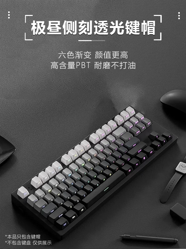 2025 Original Daylight Keycaps PBT Translucent, Side-engraved OEM 136 Keys, Customized To Fit 60/84/98/108 Mechanical Keyboards.