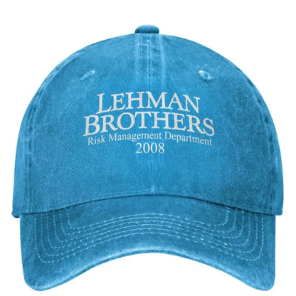 Lehman Brothers – kšiltovka s motivem řízení rizik – bankovní krach – kšiltovka typu „trucker“ – tenisová kšiltovka – skateová kšiltovka typu „snapback“ – dámské kšiltovky