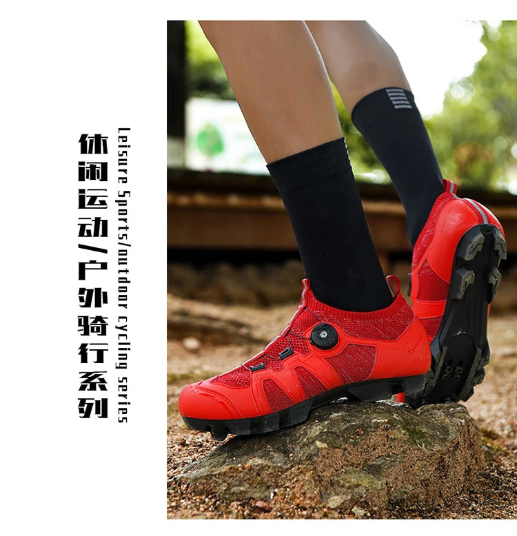 Mountain Bike Shoes Men's Cycling Shoes Quick Ratchet Buckle Compatible with SPD System Pedal for Indoor Outdoor Women MTB Shoes