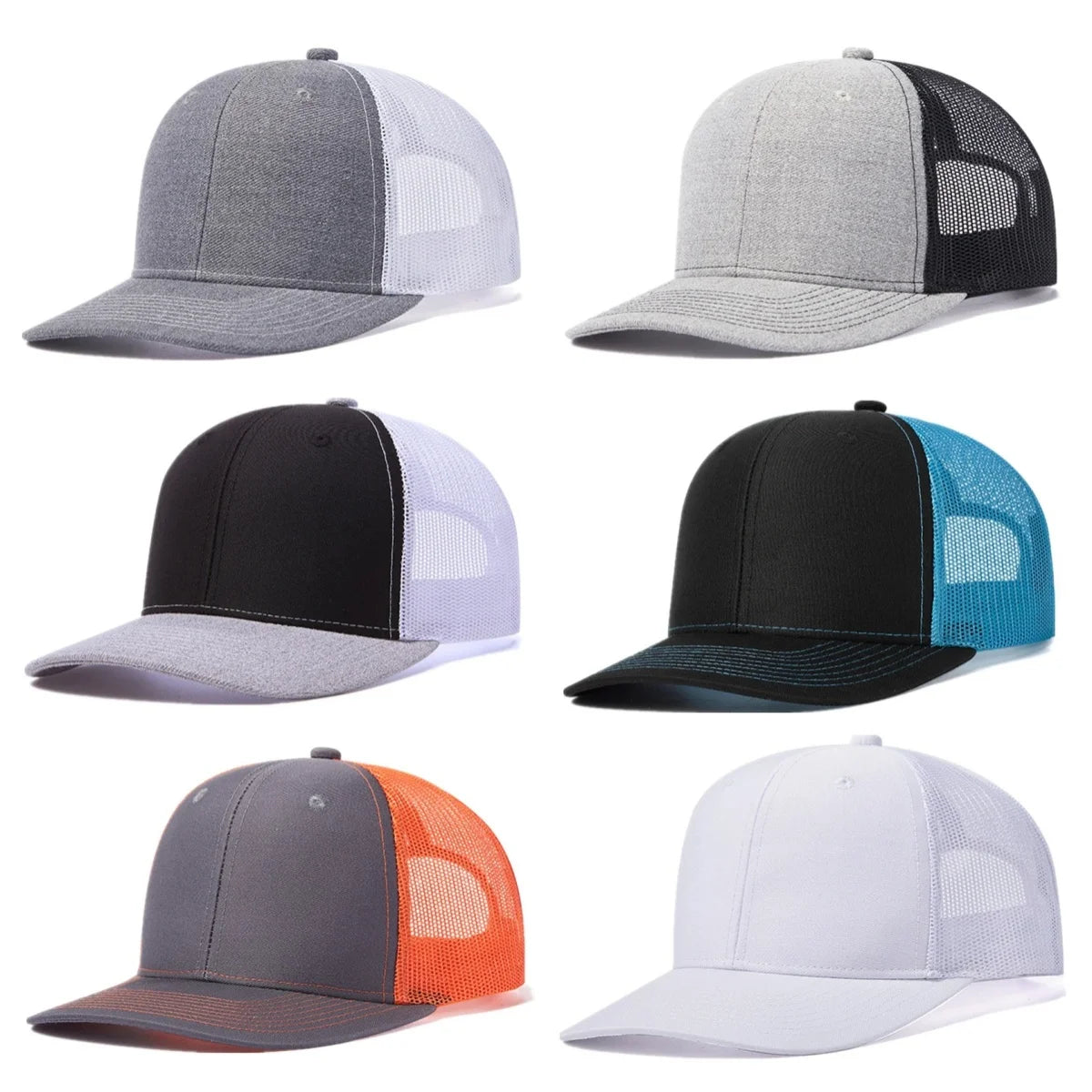 Unisex-Kappe mit leicht gebogener Krempe im Trucker-Stil – Freizeit- und Outdoor-Kappe für Damen und Herren, atmungsaktiv, für den Sommer