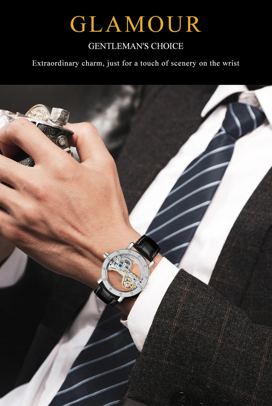 2026 Top Brand Luxury Steel Skeleton Tourbillon Automatic Watch Men's Leather Mechanical Waterproof Luminous Elegant Wrist Clock