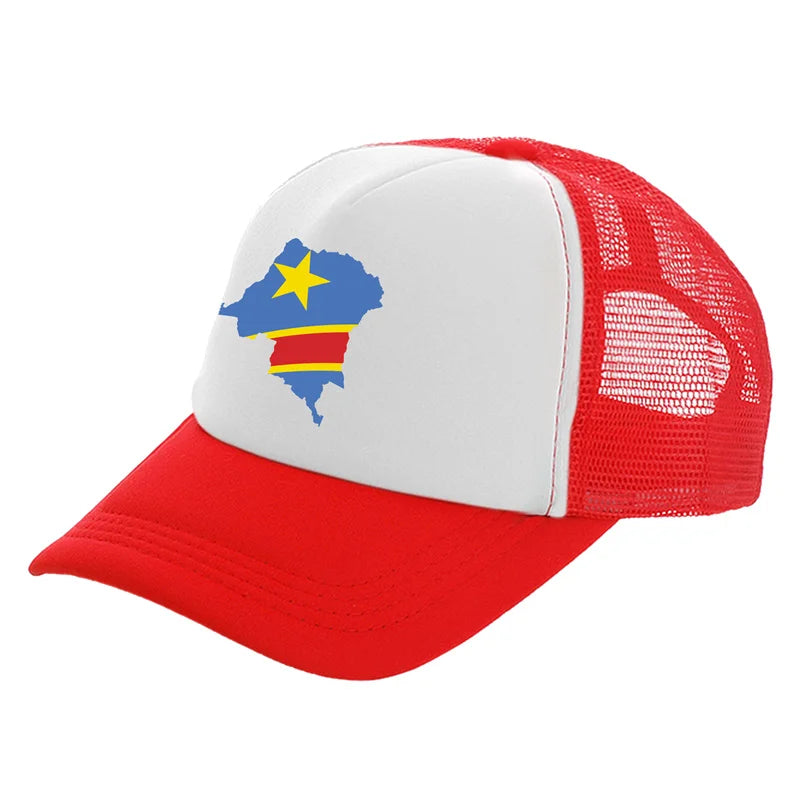Democratic Congo Trucker Cap Men Democratic Republic of the Congo Hat Baseball Cap Cool Summer Unisex Mesh Net Caps