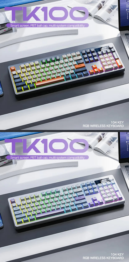 Teclado XUNFOX TK100 inalámbrico 2.4 Bluetooth de doble modo para gaming, silencioso, oficina y portátil, universal