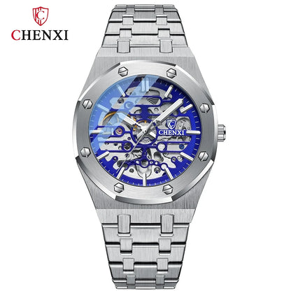 CHENXI Automatic Mens Watches Waterproof Business Stainless Steel Sport Mens Watches Top Brand Mechanical Tourbillon Wrist Watch