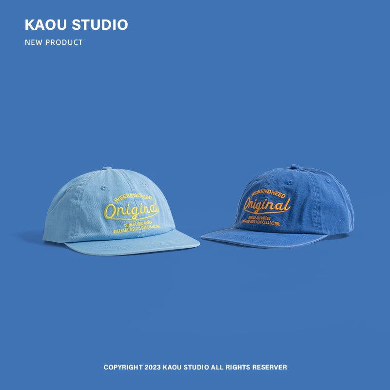 Casquette de baseball printemps-automne à visière souple, brodée, unisexe, style urbain « Street Tide », à visière large et pare-soleil