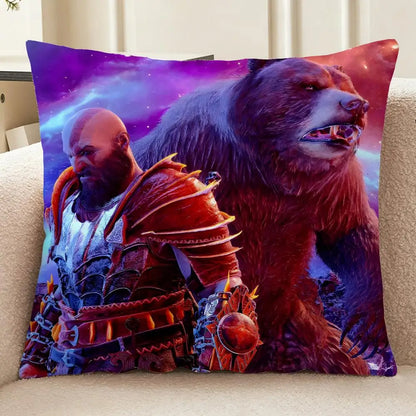 God of War Ragnarok Cushion Cover Washable Linen-Look for Daily Sofa Home Household Room Decor