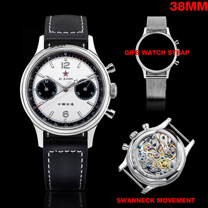 1963 Panda Pilot Chronograph Watch Men 40mm Air Force Sapphire Senior  ST1901 Mechanical Wristwatches Retro Clock Reloj Hombre
