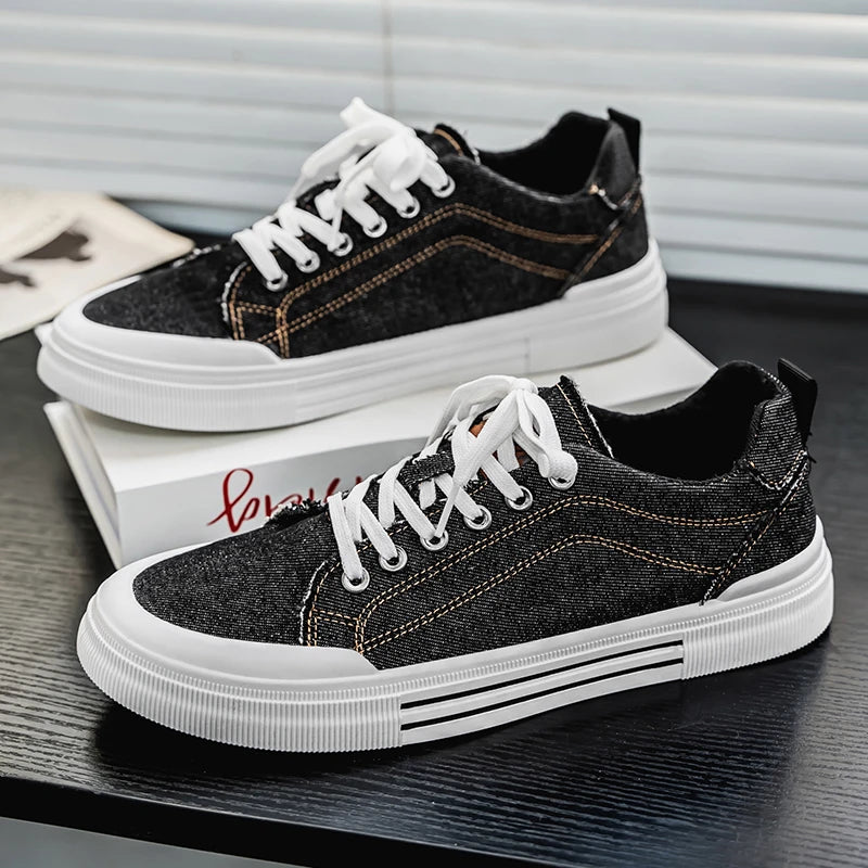 Personalized Spring and Autumn New Men's Shoes, Korean Style Fashionable Large Size Low-Top Casual Shoes, Denim Single Shoes, Versatile Sneakers