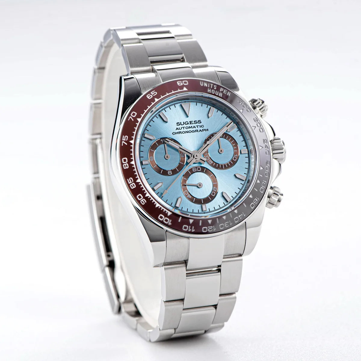 Sugess Panda Chronograph Movement Automatic Mechanical Chronograph Wristwatch Waterproof Diving Men Watches Ceramic Bezel Tona