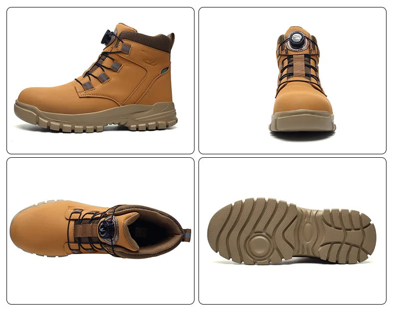 Bottes de sécurité imperméables pour hommes, chaussures de travail Parker en acier, bouton rotatif, chaussures de protection, taille 47, 48, hiver