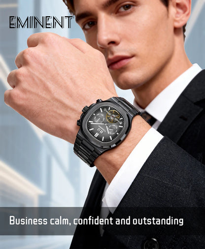 Forsining 481 Military Man Tourbillon Hands Watch Week Date Automatic Mechanical Watches Stainless Steel Clock Relogio Masculino