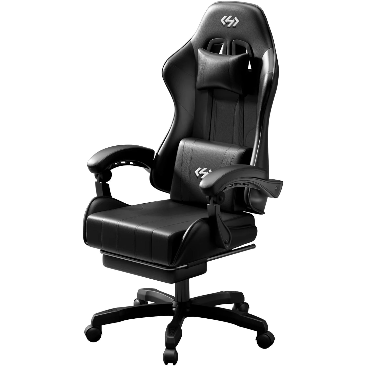 Cadeira gaming ergonómica, cadeira de escritório para computador com apoio para os pés e apoio de cabeça, cadeira de escritório para adulto com altura e encosto ajustáveis