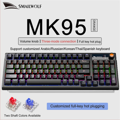 SMAILWOLF MK95 Bluetooth Wireless Three-Mode Mechanical Keyboard Arabic Russian Korean Thai Spanish Keyboard E-Sports Game