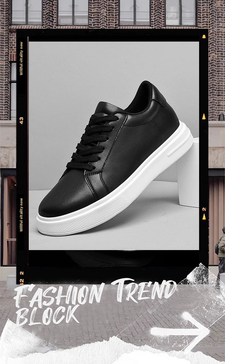 New Men's Sneakers Elevator Shoes Height Increasing Insole 6-10CM High Heels Leather Sport Shoes Men's Shoes