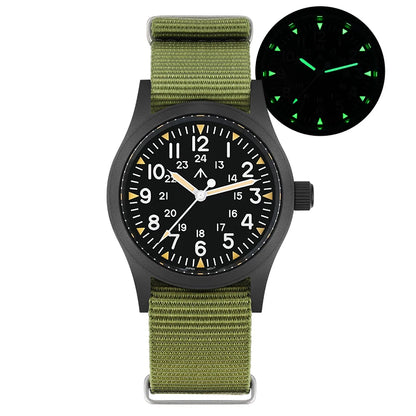 Militado ML05 Military Watch VH31 Sweep Movement Domed Sapphire Crystal Wristwatch High Clear AR Coating 38mm Vintage Watches
