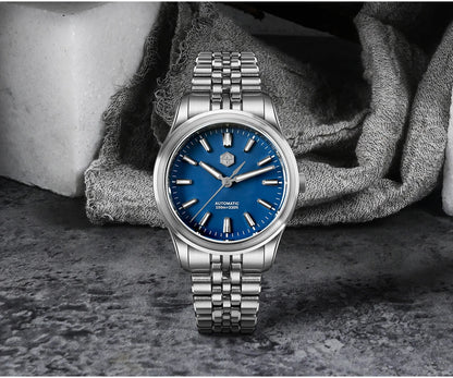 San Martin 39mm Miyota 90S5 Enamel Dial GADA Wristwatch Automatic Mechanical Sapphire BGW-X1 10Bar 5-Link Bracelet  SN0144CG-7