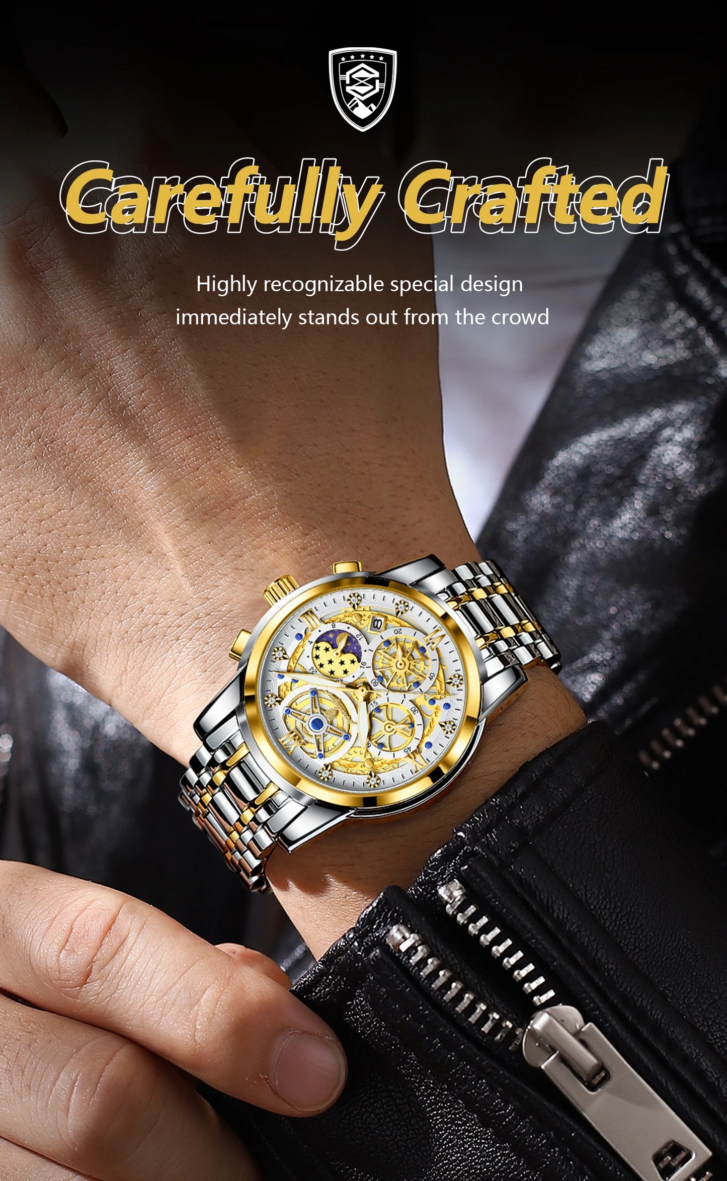 POEDAGAR Top Fashion Men's Watches Stainless Steel Date Chronograph Business Quartz Men Wristwatch Waterproof Luminous Man Watch