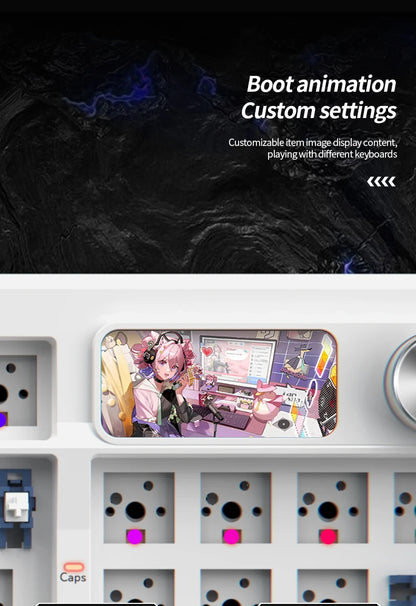 Kit tastiera YINDIAOY95 Hotswap con schermo TFT, retroilluminazione RGB completa, 2.4GHz, Bluetooth wireless, tastiera meccanica custom DIY