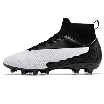 Black Men's Soccer Shoes AG/FG Cleats Training Football Boots High Ankle Sports Shoes for Men Kids Adults Sneakers Sizes 35-45