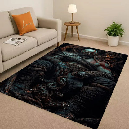 Kratos God of War Game Cartoon Gamer Living Room Non-Slip Area Rug Soft Carpet for Bedroom Playroom Sofa,Easy Clean Home Doormat