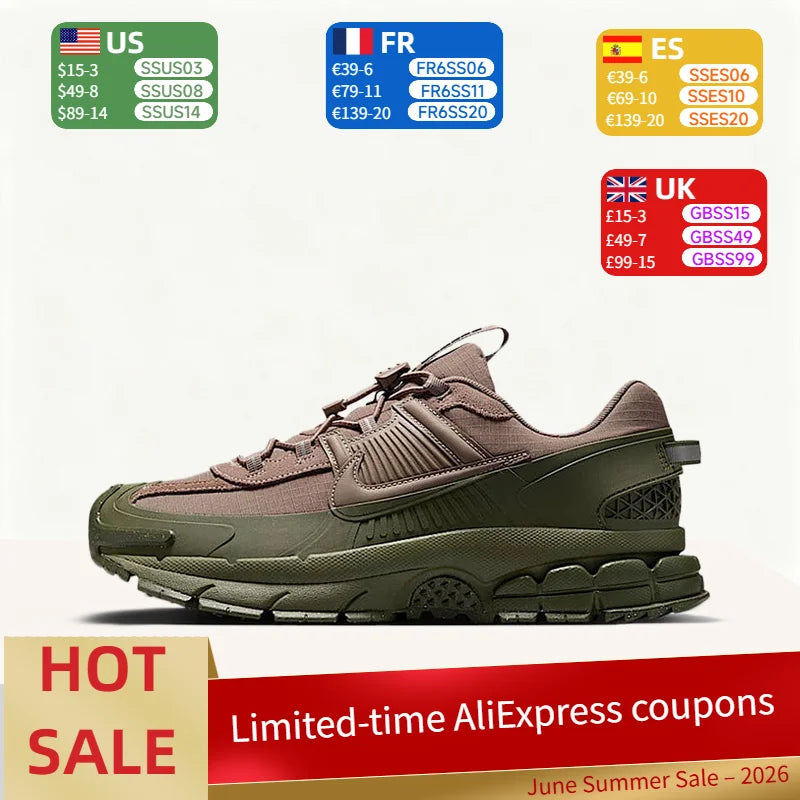 Nike ZOOM VOMERO ROAM Retro Fashion Casual Alledaagse en woon-werkverkeer Ademende Zachte Lage Hardloopschoenen voor Heren, Bruin FV2295-201