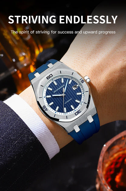 Specht&Sohne New Classic Men's Watch 50M Waterproof Luminous Sapphire Crystal Blue Automatic Mechanical Watches Reloj Hombre